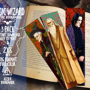 Printable Bookmarks Set | Set of 3 | Magic Wizard Bookmarks | Magic School Bookmarks | Digital Bookmarks Set | Instant Download