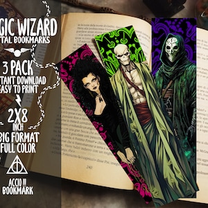 Printable Bookmarks Set | Set of 3 | Magic Wizard Bookmarks | Magic School Bookmarks | Digital Bookmarks Set | Instant Download