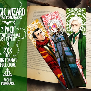 Printable Bookmarks Set | Set of 3 | Magic Wizard Bookmarks | Magic School Bookmarks | Digital Bookmarks Set | Instant Download
