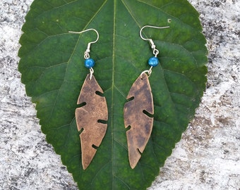 1 Indie-Boho Leaf Earrings, Tropical, Rustic, Perfect Gift, Artisan, Indie, Handmade, New Style, Be & Look Different !