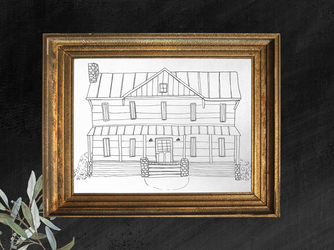 House Drawing Pen and Ink, Home Sketch, Realtor Gift, Housewarming Gift