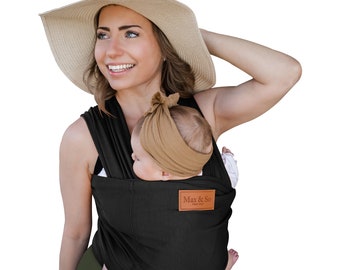 Baby wrap carrier, ultra soft, with a pocket Black