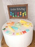 Enrollment, back to school, school child cake decoration, school, pens, books, school cone, blackboard cake decoration topper, cake topper, fondant school decoration