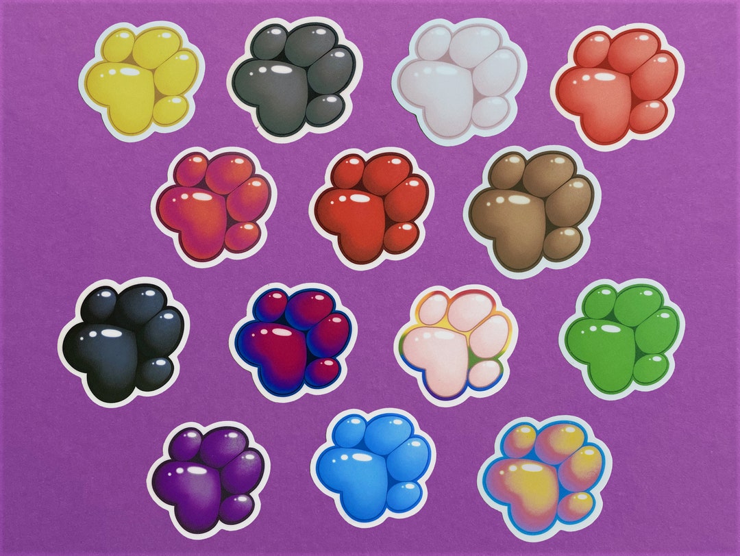Colorful Paw Stickers Matte Furry Paw Stickers Etsy