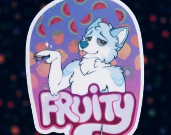 Fruity - 2.5" Queer Furry Sticker (Matte or Holographic)