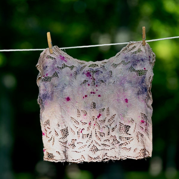 Naturally Dyed Vintage Lace Top