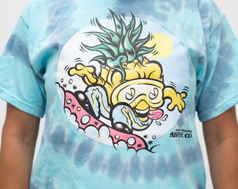 Snowy Pineapple Blue Tie Dye T Shirt