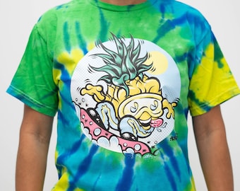 Snowy Pineapple Green Tie Dye T Shirt