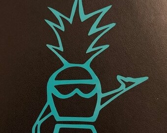 Teal Snowy Pineapple Shaka Sticker