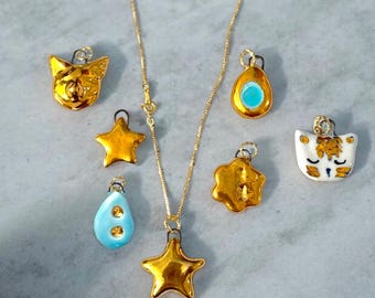 Custom Porcelain charms, ceramic pendant, ceramic charms bulk, porcelain charm necklace, ceramic jewellery, unique pendant necklace