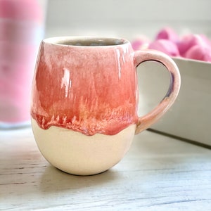 400 ml /14 oz Lovely Sunrise Rose stoneware pottery mug, ombre tea mug. handmade coffee mug with orange and rose image 7