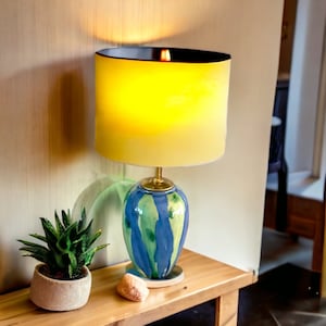 Ceramic table lamp with shade, pottery lamp handmade, bedside table lamp ceramic, clay table lamp, bedside lamp unique, housewarming gift
