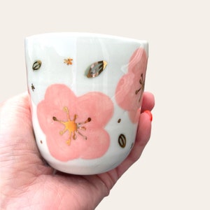 Handmade Porcelain Coffee cup with gold saying , ceramic tumbler, choose an option image 5