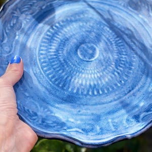 Blue serving platter decor, handmade serving plate, blue ceramic platter tray, large pottery serving platter, housewarming gift idea