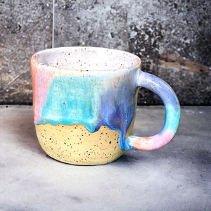 Handmade 400ml/13,5 Marshmello Mug, Speckled clay soft pink mug, Candy Mug, Clay mug unicorn, Stoneware girls mug