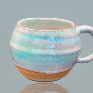 Handgemachte Türkis gespenschte Keramik Tasse