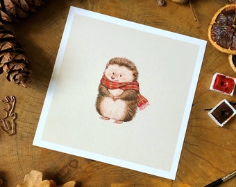 Cute Hedgehog Art Print - ‘Thimble’ the Hedgehog Character, Nursery Art, Children’s Illustration, Children’s books, Giclee Mini Print