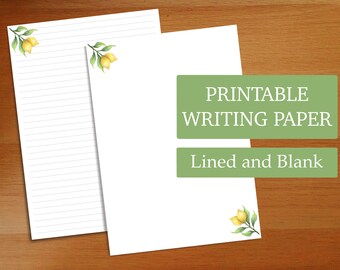 beautiful paper for writing Lemon Letter Writing Paper Digital Download - jw letter writing, printable writing paper, lined and blank, penpalling