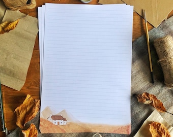 Autumn Cottage Writing Paper: A4/A5, Lined or Blank, Penpal Letter Set