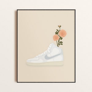 White Sneaker + Peach Dried Florals Digital Illustration, 4x6, 5x7, 8x10, png | ShannCreative x SnaptureThis