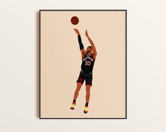 Toronto Basketball Custom Illustration, Gary, 4x6, 5x7, 8x10, png