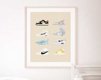 Sneaker Collection Digital Illustration, 4x6, 5x7, 8x10, 11x14, png