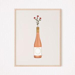 Rose x Flower | Bar Cart | Bar Art | Digital Downloads | Home Decor | Rose | Pink Wine | Kitchen Art | Bottle Art | Wine Bottle | Sangria