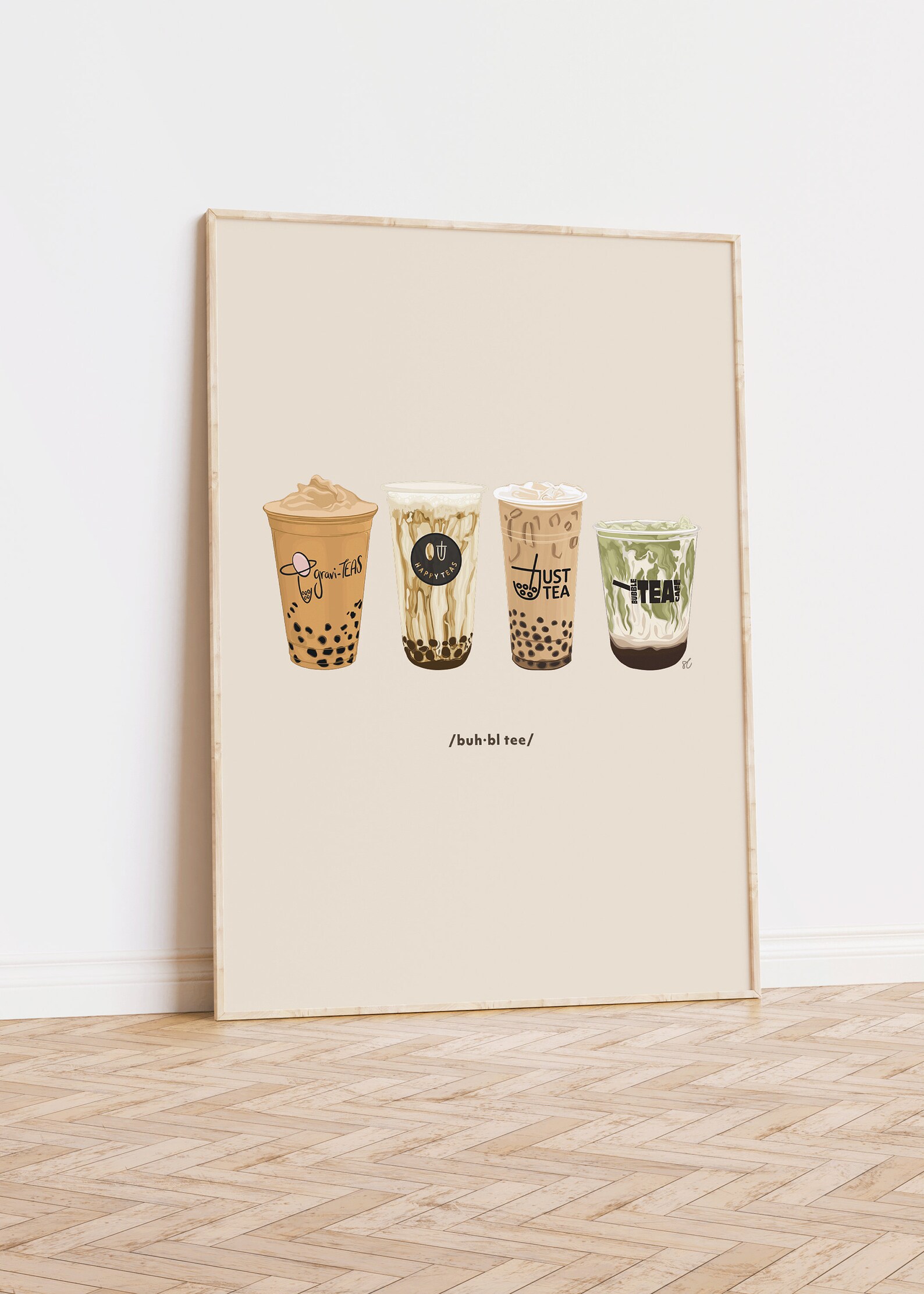Trendy Boba Tea Print Set - Set of Three Boba Tea Illustrations for ...