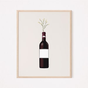 Red Wine x Flower | Bar Cart | Bar Art | Digital Downloads | Home Decor | Rose | Pink Wine | Kitchen Art | Bottle | Wine Bottle | Sangria