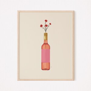 Rose x Flower | Bar Cart | Bar Art | Digital Downloads | Home Decor | Rose | Pink Wine | Kitchen Art | Bottle Art | Wine Bottle | Sangria