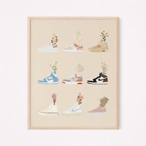 SNEAKER X FLOR Ilustración digital / ShannCreative x SnaptureThis / Ilustración de zapatillas / Arte de pared de zapatillas / Arte de zapatillas florales con estilo
