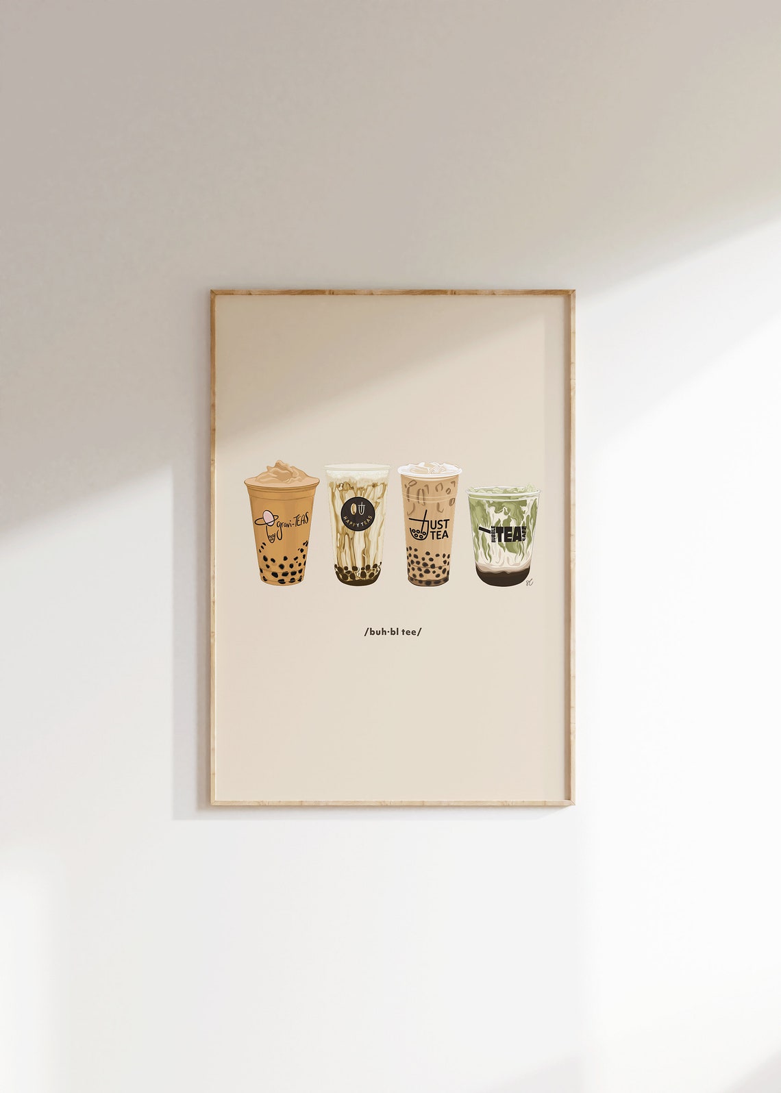 Trendy Boba Tea Print Set - Set of Three Boba Tea Illustrations for ...