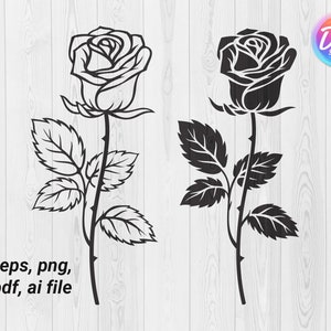 Rose svg, flower svg, rose clipart, rose silhouette, flowers svg, roses svg, floral svg, rose cut file, rose cricut, rose flower, tattoo svg