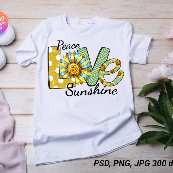 Peace Love Sunshine Sublimation Png, Sunflower Leopard Png, Sunflower Png, Png for T-shirts, Png For Sublimation, Sublimation Designs Png