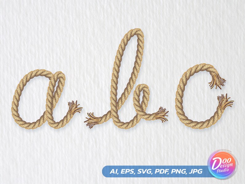 Rope Letters Svg, Fonts Cowboy Svg, Letters Commercial Pdf, Rope Svg