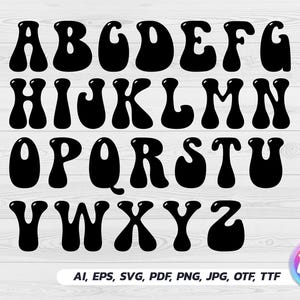 groovy font svg, retro font svg, groovy alphabet svg, font svg, vintage font svg, groovy font, groovy retro font, groovy clipart