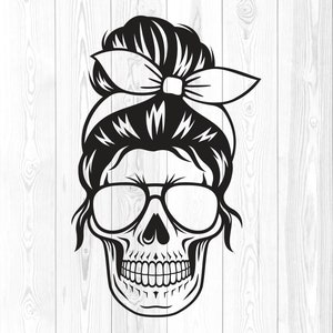 Mom Skull Svg, MAMA Skulls headband and sunglasses, Skulls Clipart, Mom Skull Dxf, Mom Skull Silhouette Svg Eps Dxf Png Cut File For Cricut