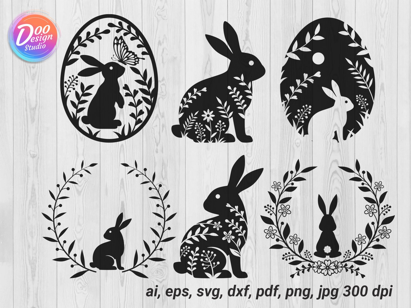Easter Bunny Floral SVG Bundle, Cricut Cut Files - Etsy