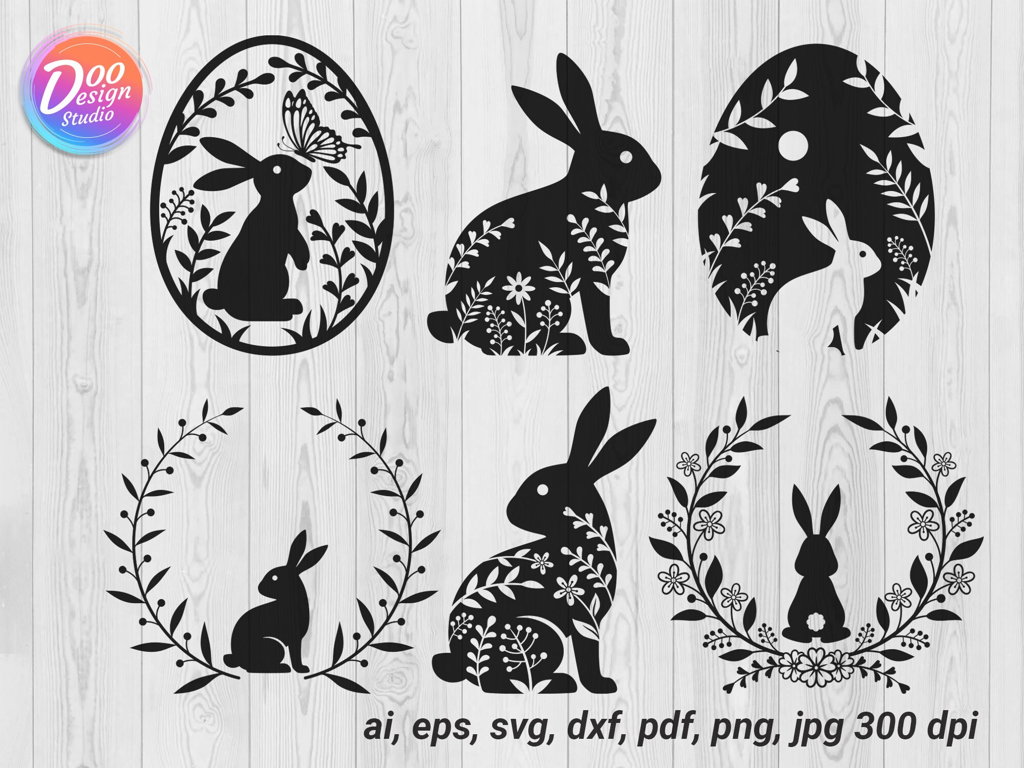 Easter Bunny Floral SVG Bundle, Cricut Cut Files - Etsy