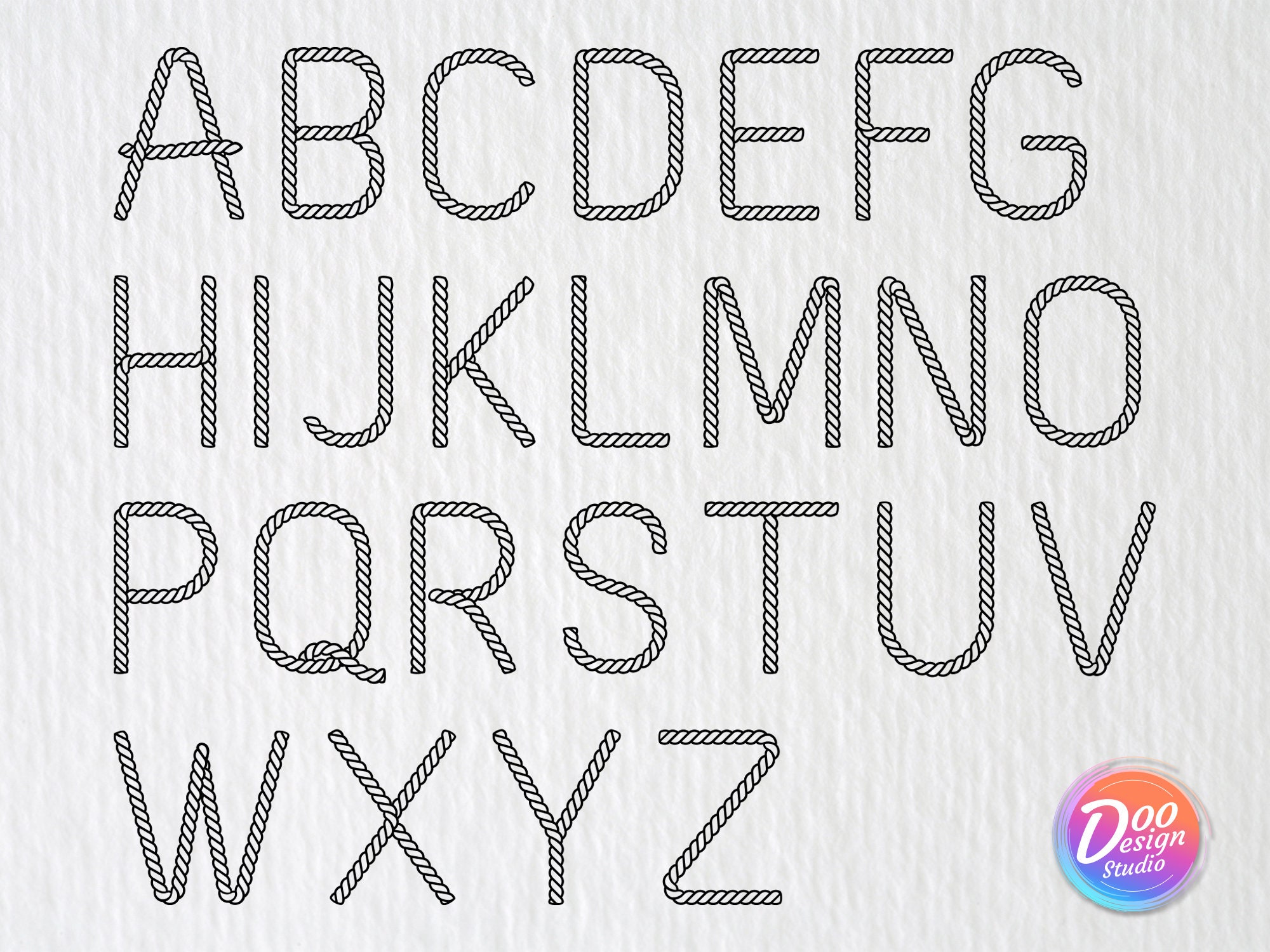 Rope Letters Svg, Fonts Cowboy Svg, Letters Commercial Pdf, Rope Svg ...