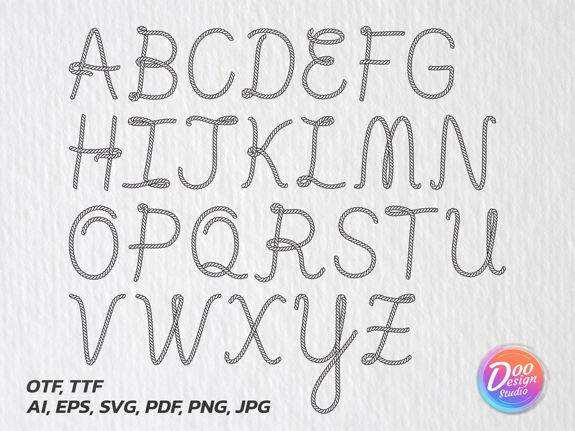Rope Letters Svg, Fonts Cowboy Svg, Letters Commercial Pdf, Rope Svg ...