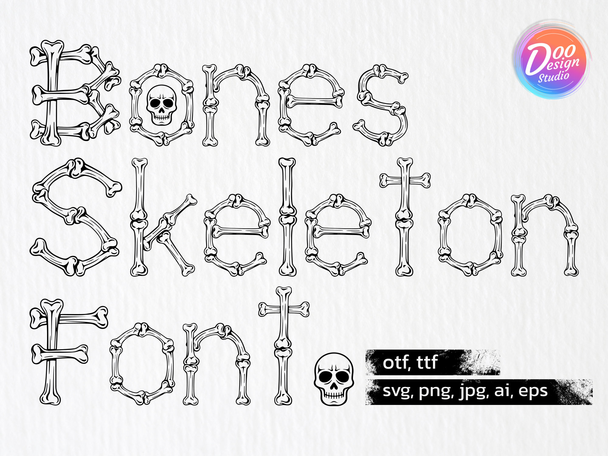 Halloween Font Otf, Halloween Font Svg, Bones Font Otf, Bone Font