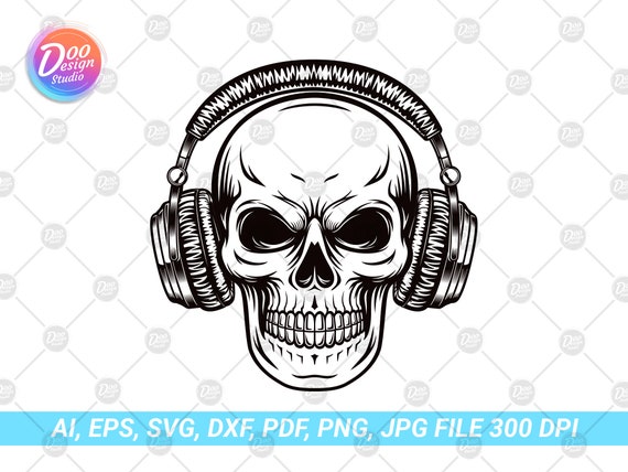 Skull Svg Skull Dj Headphones Skull Headphone Svg Headphones Svg Skull Headphone Music Svg Skull Headphone Logo Skull Headset Svg