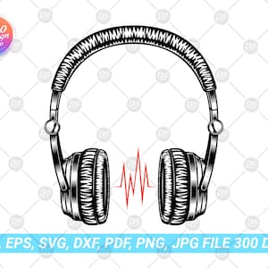Headphones svg, Headphone silhouette, clipart svg, Headphone music clip art, Digital file instant download vector svg eps ai dxf png jpg pdf