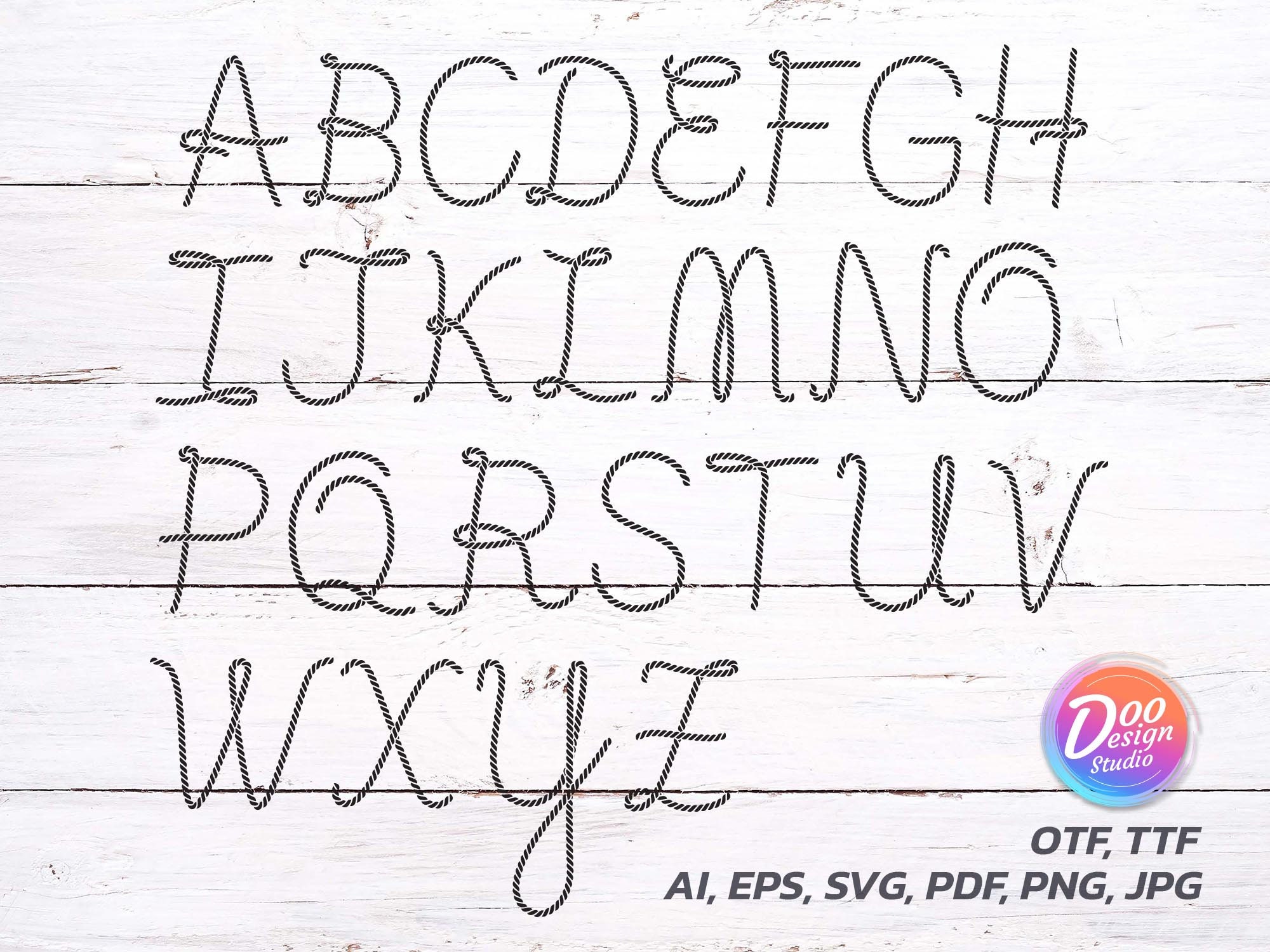 Rope Letters Svg, Fonts Cowboy Svg, Letters Commercial Pdf, Rope Svg ...