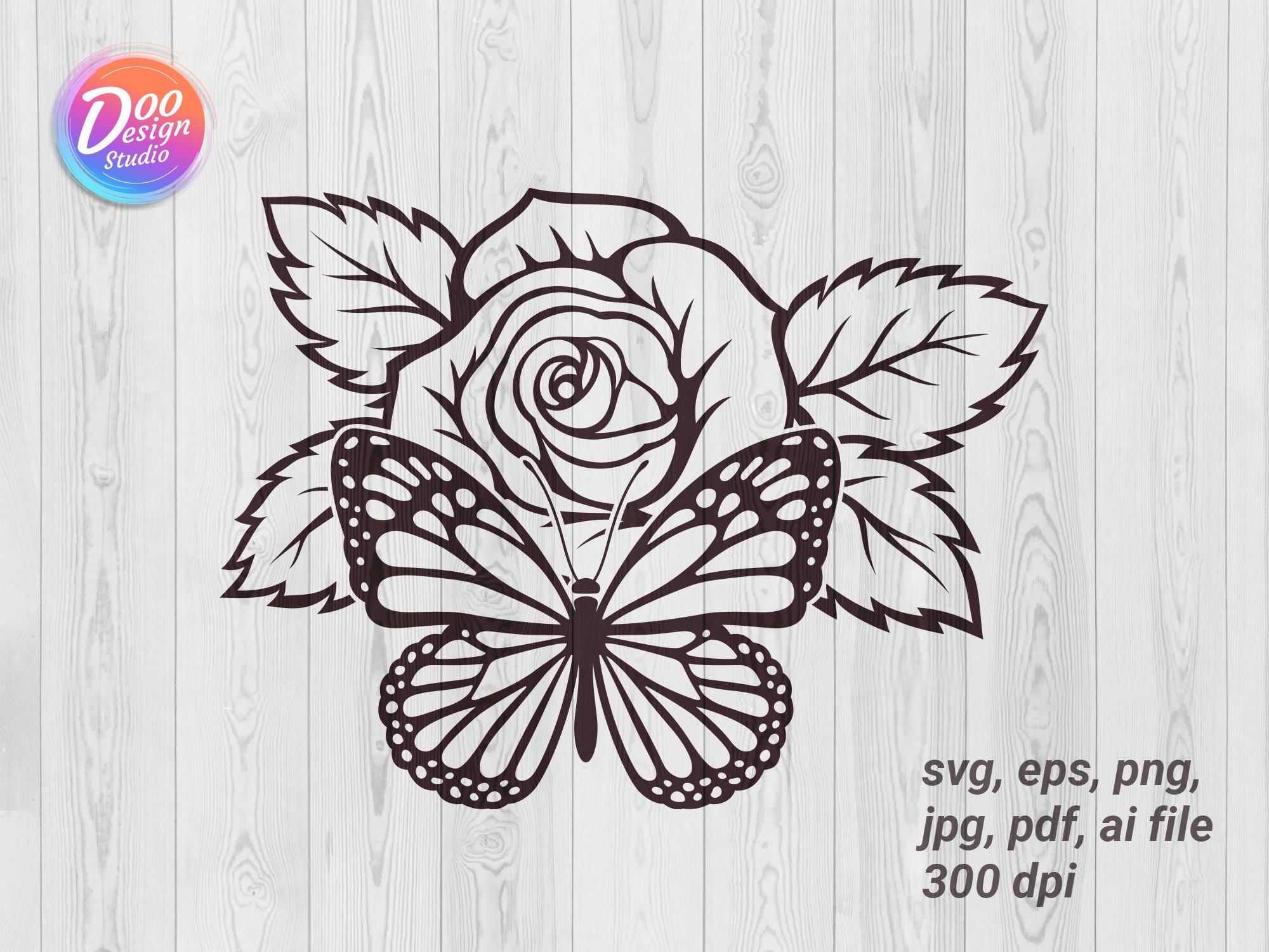 Rose Svg Butterfly Svg Rose Butterfly Svg Flower Svg Rose - Etsy