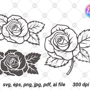 Rose svg, rose bundle svg, flower svg, rose silhouette, flowers svg, roses svg, floral svg, rose cricut, rose flower, tattoo svg