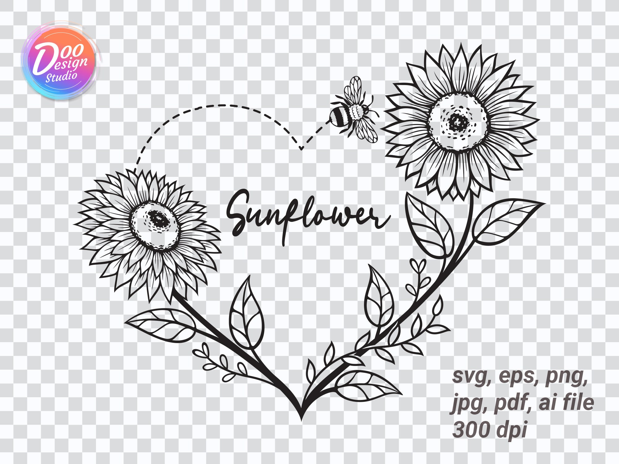 Sunflower And Bee Svg Sunflower Svg Digital File For vrogue.co