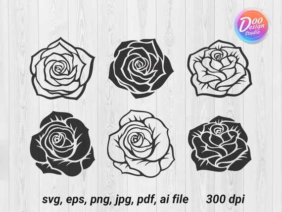 Rose svg bundle, rose silhouette svg, svg cut file, floral wreath