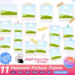Polaroid Bilderrahmen Canva Vorlage, Polaroid Fotovorlage, Benutzerdefiniertes Polaroid, druckbares Polaroid, ziehen und ablegen Canva Rahmen, PNG PSD